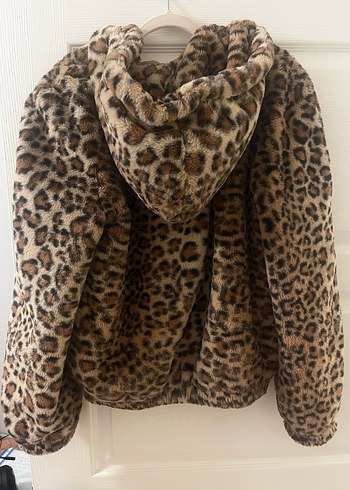 Koton Kapüşonlu Leopar Peluş Ceket - Görsel 5