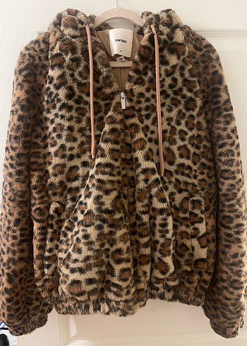 Koton Kapüşonlu Leopar Peluş Ceket - Görsel 4