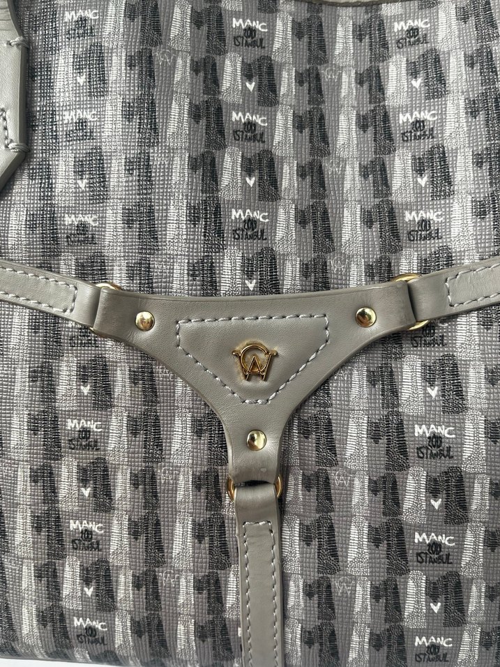 Manc Gri Monogram Çanta - Görsel 4