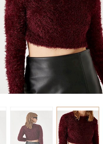 Koton Bordo Mini (Crop) Triko Kazak - Görsel 7