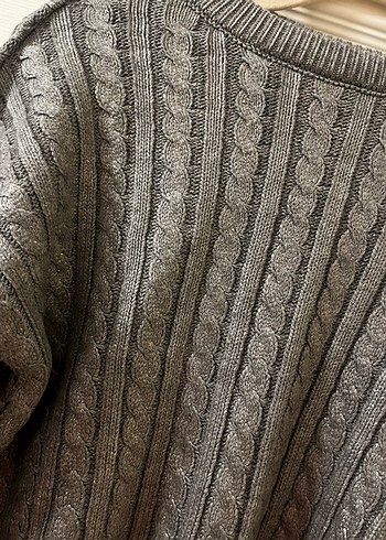 Gri Parıltılı Örgü Kadın Kazak Uzun Kollu - Görsel 2