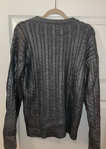 Gri Parıltılı Örgü Kadın Kazak Uzun Kollu - Görsel 4