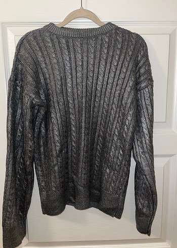 Gri Parıltılı Örgü Kadın Kazak Uzun Kollu - Görsel 5