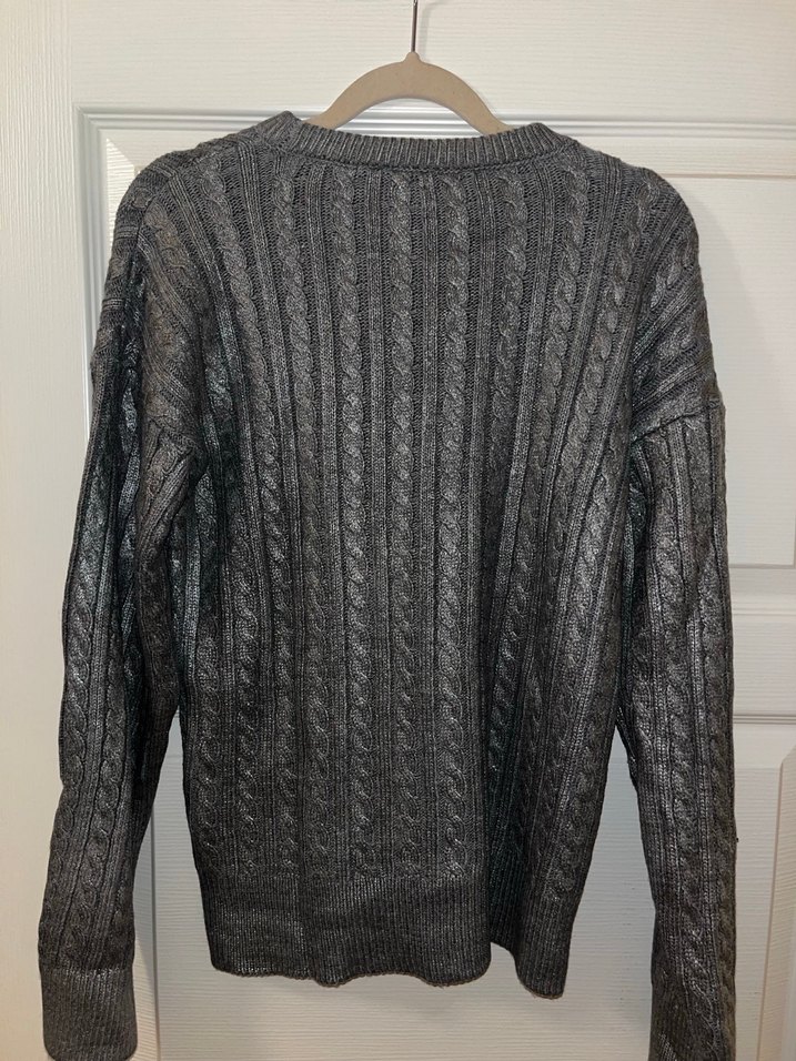 Gri Parıltılı Örgü Kadın Kazak Uzun Kollu - Görsel 4