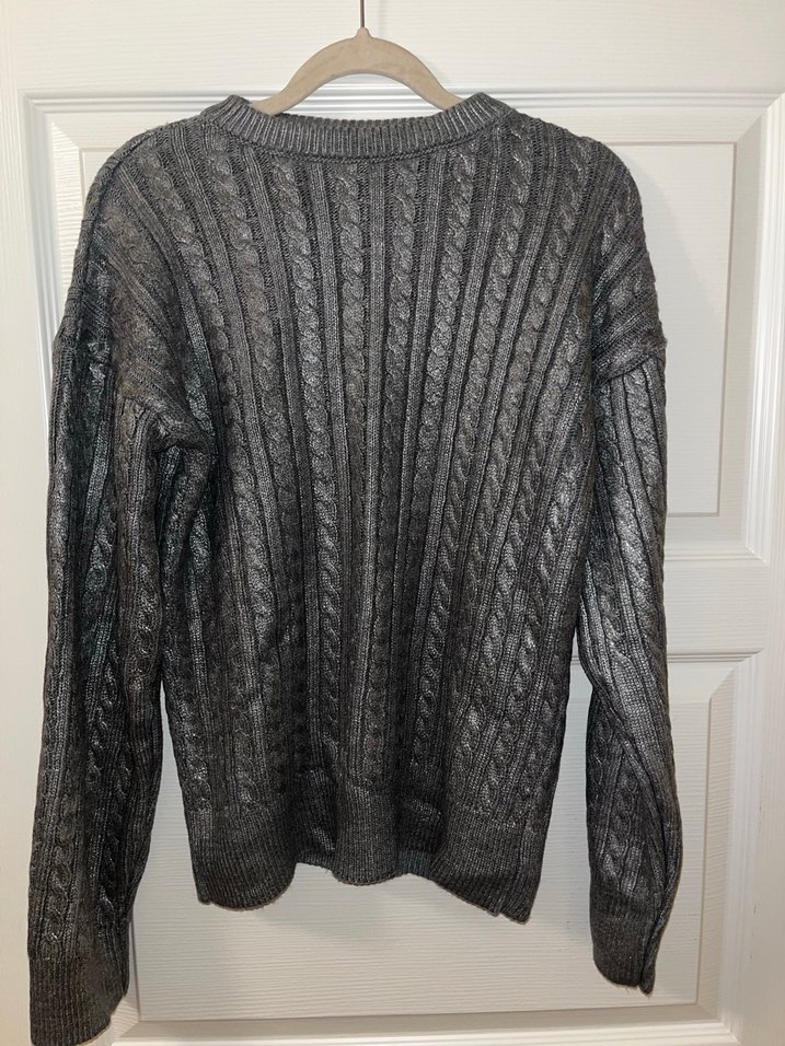 Gri Parıltılı Örgü Kadın Kazak Uzun Kollu - Görsel 5