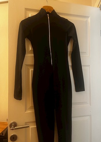 Metal Fermuarlı Siyah Uzun Kollu Tulum - Görsel 5