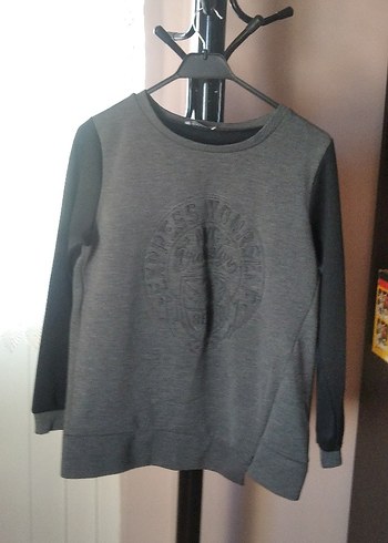 Gri Kadın Uzun Kollu Triko Sweatshirt