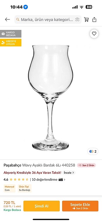 6 lı Paşabahçe ayaklı bardak