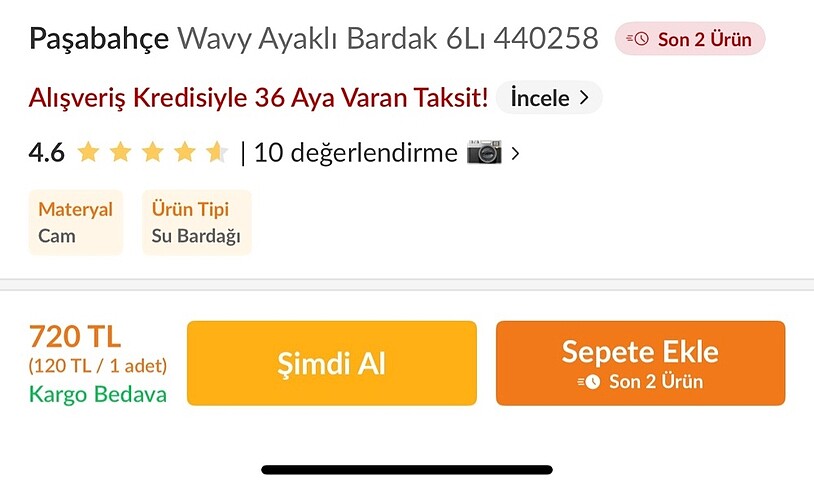 Paşabahçe 6 lı Paşabahçe ayaklı bardak