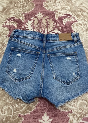 34 Beden Koyu Mavi Bağlamalı Mini Denim Şort