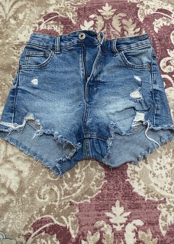 Koyu Mavi Bağlamalı Mini Denim Şort