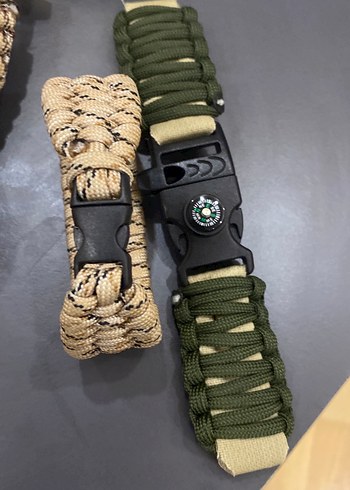 Erkekler İçin Khaki Renkli Punk Tarzı Bileklik paracorcord kamp - Görsel 2