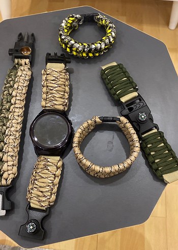 Erkekler İçin Khaki Renkli Punk Tarzı Bileklik paracorcord kamp - Görsel 3