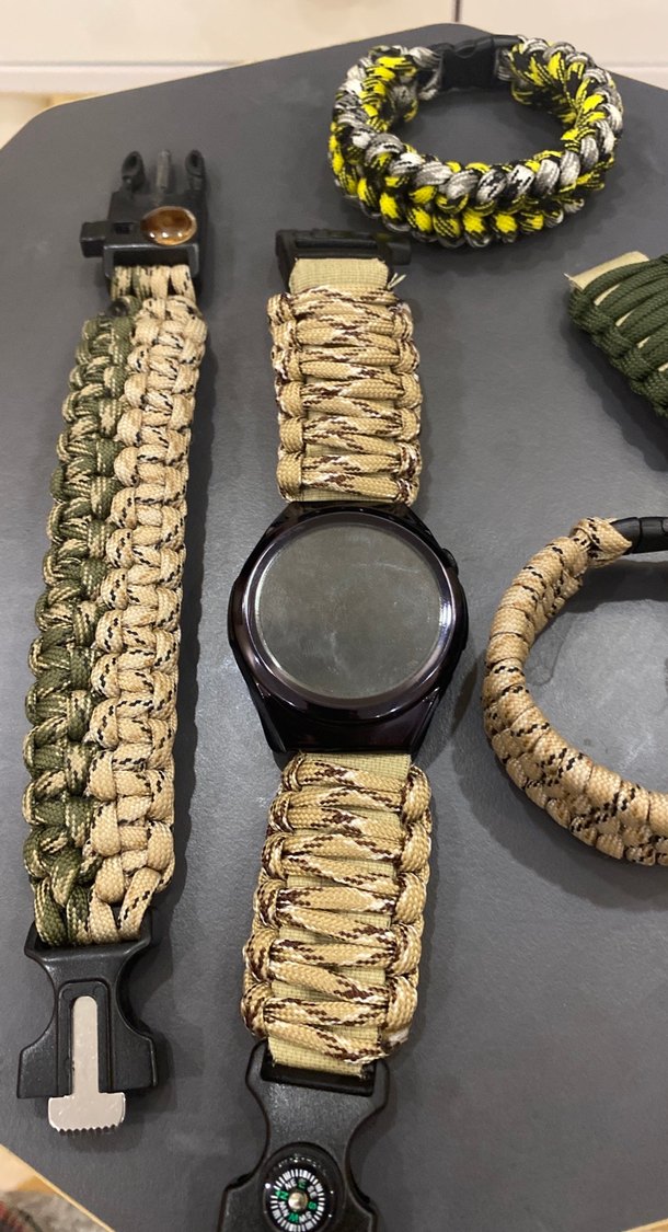 Erkekler İçin Khaki Renkli Punk Tarzı Bileklik paracorcord kamp - Görsel 4