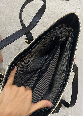 Beyaz Paris Baskılı Deri Kadın Çanta - Görsel 4