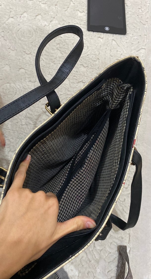 Beyaz Paris Baskılı Deri Kadın Çanta - Görsel 4