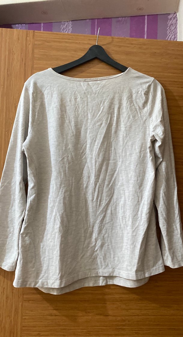 Gri Bebek Baskılı Hamile Bluzu - Görsel 4