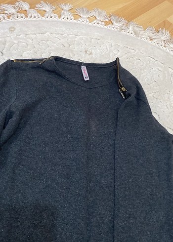 Gri Yün Kadın Triko Uzun Kollu - Görsel 2