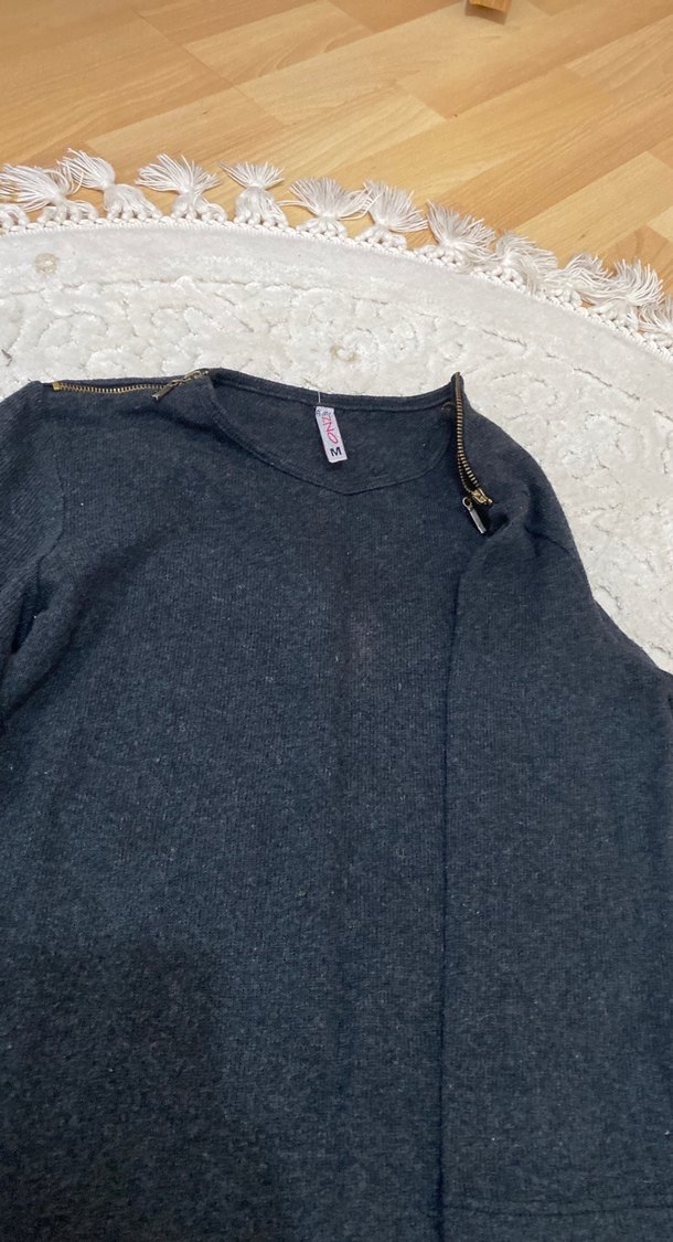 Gri Yün Kadın Triko Uzun Kollu - Görsel 2