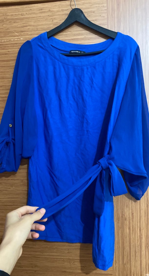 Mavi Salaş Uzun Kollu Kadın Bluz - Görsel 2