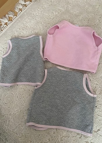 Kız Çocuk Gri Triko Düğmeli Yelek 3 adet - Görsel 5