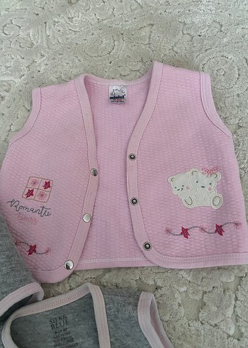 Kız Çocuk Gri Triko Düğmeli Yelek 3 adet - Görsel 2