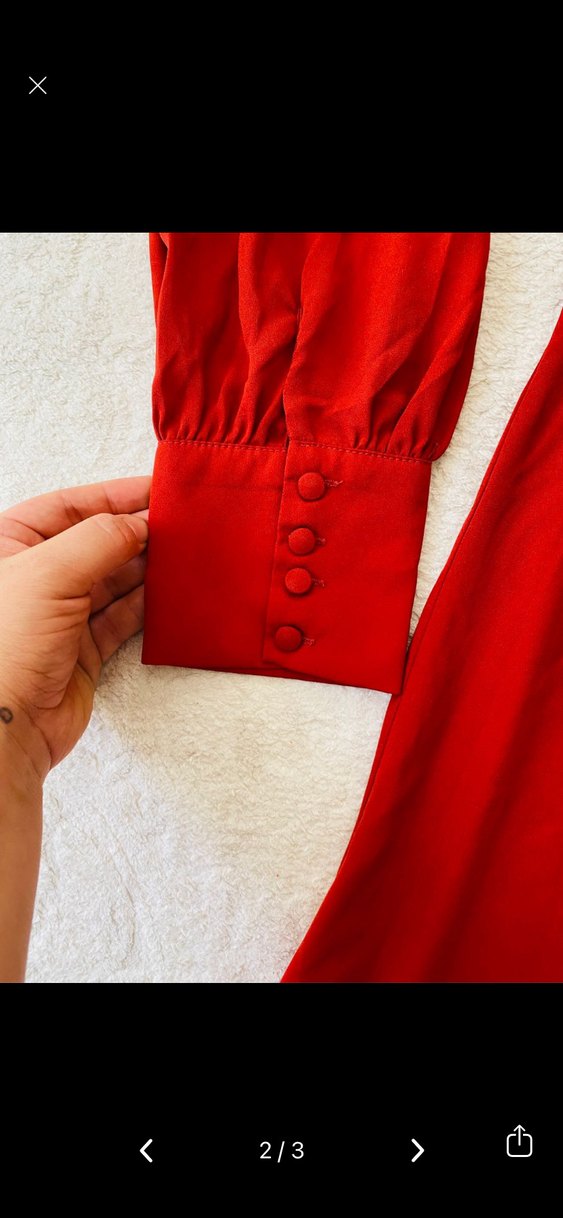 Kırmızı Uzun Kollu Mini Elbise - Görsel 2