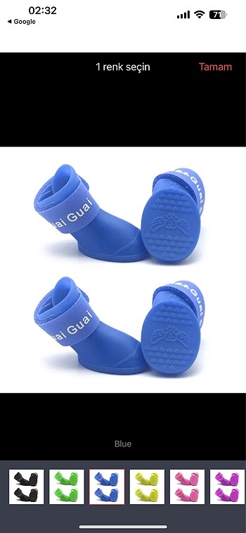 Mavi slikon köpek ayakkabısı