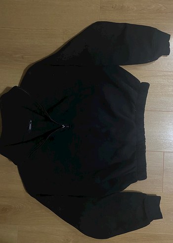 m Beden siyah Renk Siyah Yarım Fermuarlı Yakalı Sweatshirt