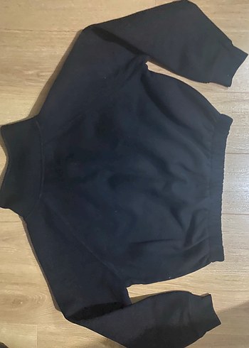 Addax Siyah Yarım Fermuarlı Yakalı Sweatshirt