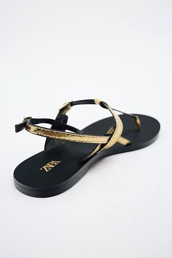 39 Beden altın Renk Zara Düz Metalik Sandalet