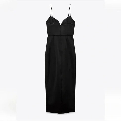 xs Beden siyah Renk Zara Saten Midi Elbise