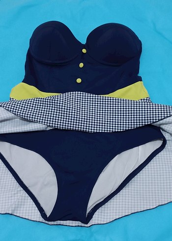 S-M Düğmeli Lacivert Kadın Mayo - Görsel 4