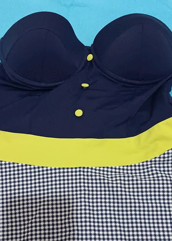 S-M Düğmeli Lacivert Kadın Mayo - Görsel 2
