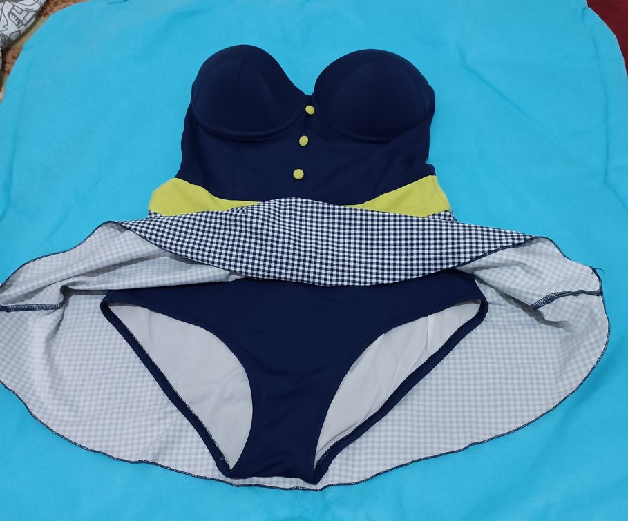 S-M Düğmeli Lacivert Kadın Mayo - Görsel 4