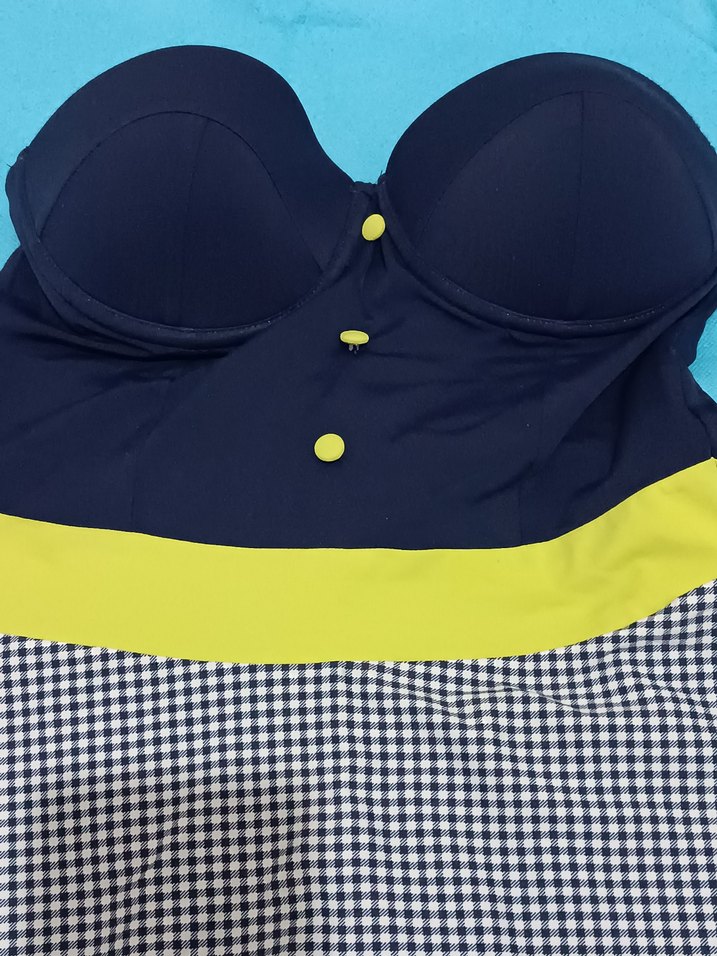 S-M Düğmeli Lacivert Kadın Mayo - Görsel 2