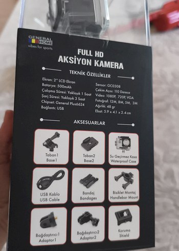 Full HD Aksiyon Kamera 2" LCD, 500mAh Batarya sıfır kutusunda - Görsel 7