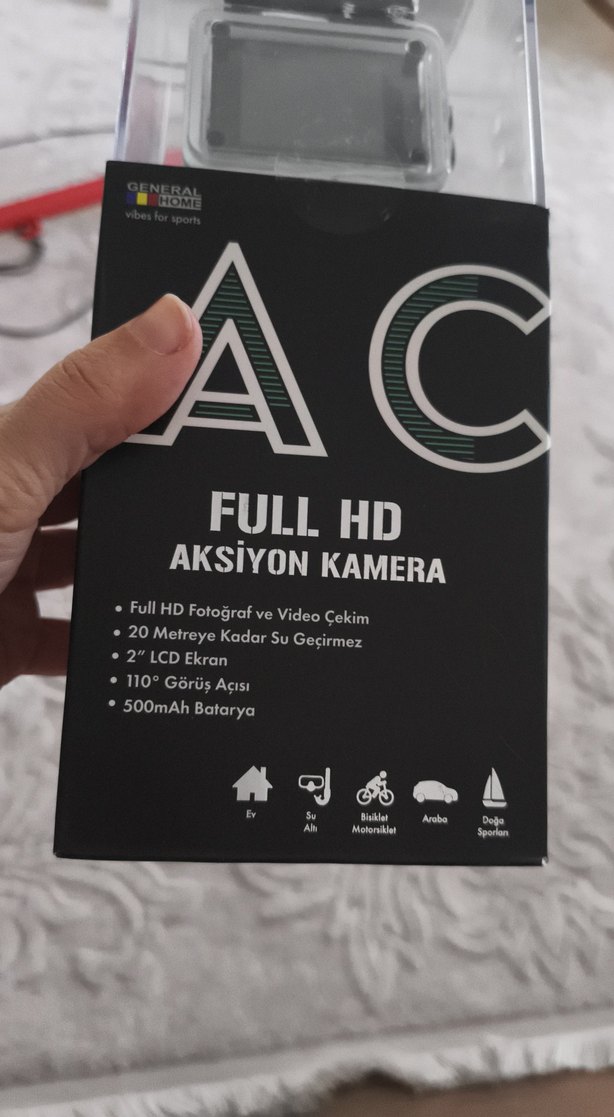 Full HD Aksiyon Kamera 2" LCD, 500mAh Batarya sıfır kutusunda - Görsel 2