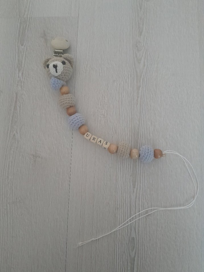 Gri Ayıcık Figürlü Emzik Askısı - Görsel 2