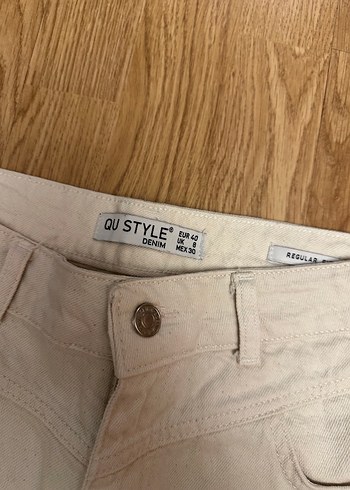 38 Beden Krem rengi kot pantolon