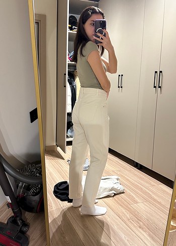 Zara Krem rengi kot pantolon