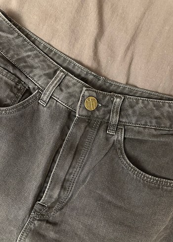 36 Beden gri Renk Füme Bol Kesim Kadın Kot Pantolon