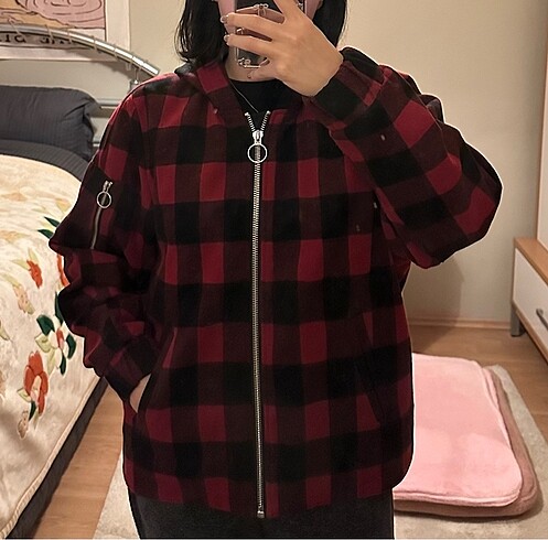 m Beden bordo Renk H&M kareli ceket