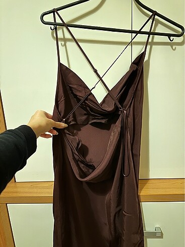 m Beden bordo Renk H&M saten elbise