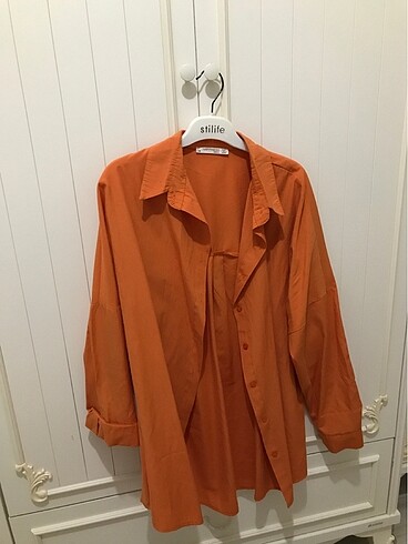 38 Beden turuncu Renk Oversize gömlek