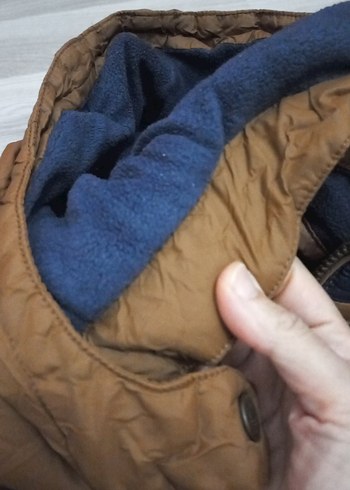 6 Yaş Beden kahverengi Renk Erkek Çocuk Kahverengi Kapüşonlu Mont