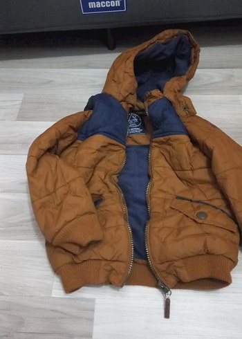 Erkek Çocuk Kahverengi Kapüşonlu Mont