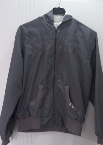 Gri Kapüşonlu Fermuarlı Kadın Ceket - Görsel 2