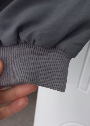 Gri Kapüşonlu Fermuarlı Kadın Ceket - Görsel 7