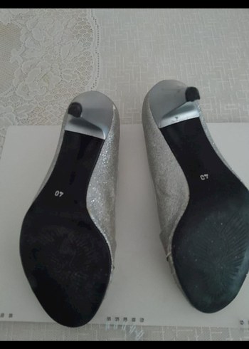 Gri Topuklu Kadın Abiye Ayakkabı - Görsel 3